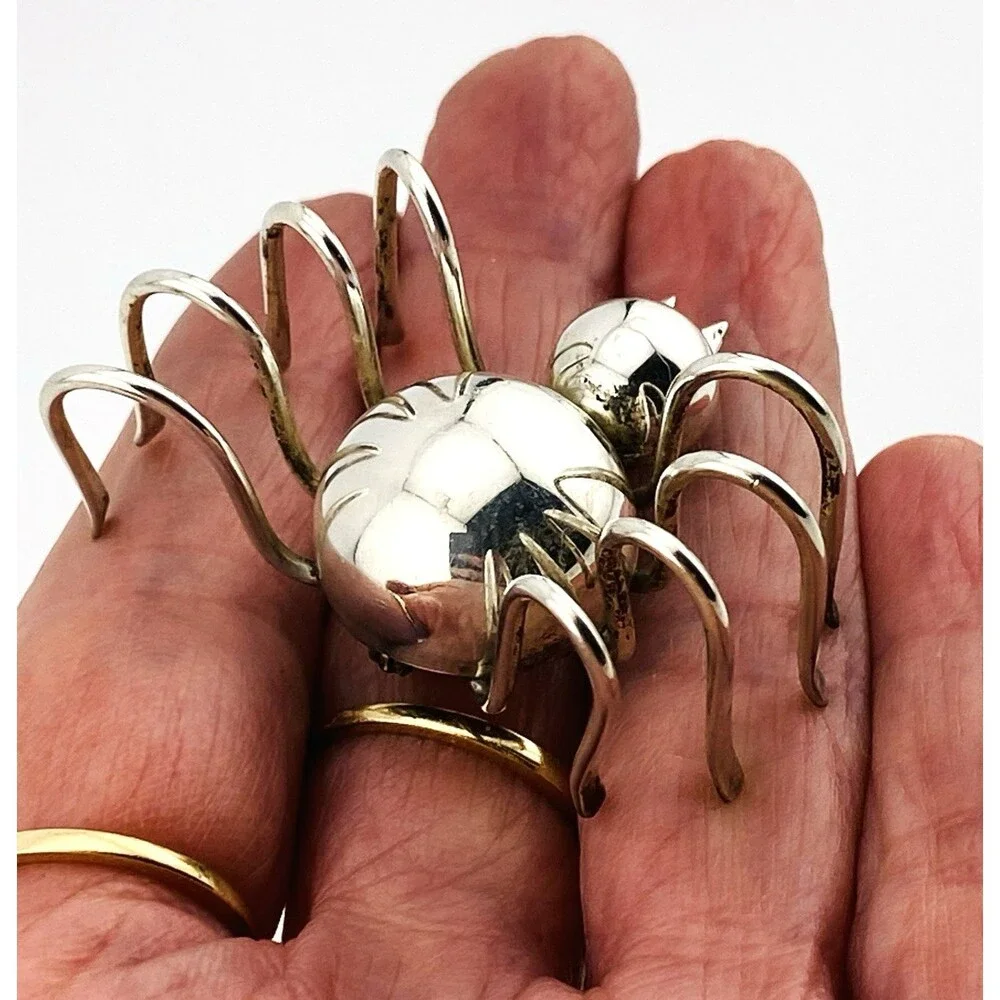 Sterling Silver Spider Brooch Mexico 925 TG 201 Large Artisan Vintage Pin